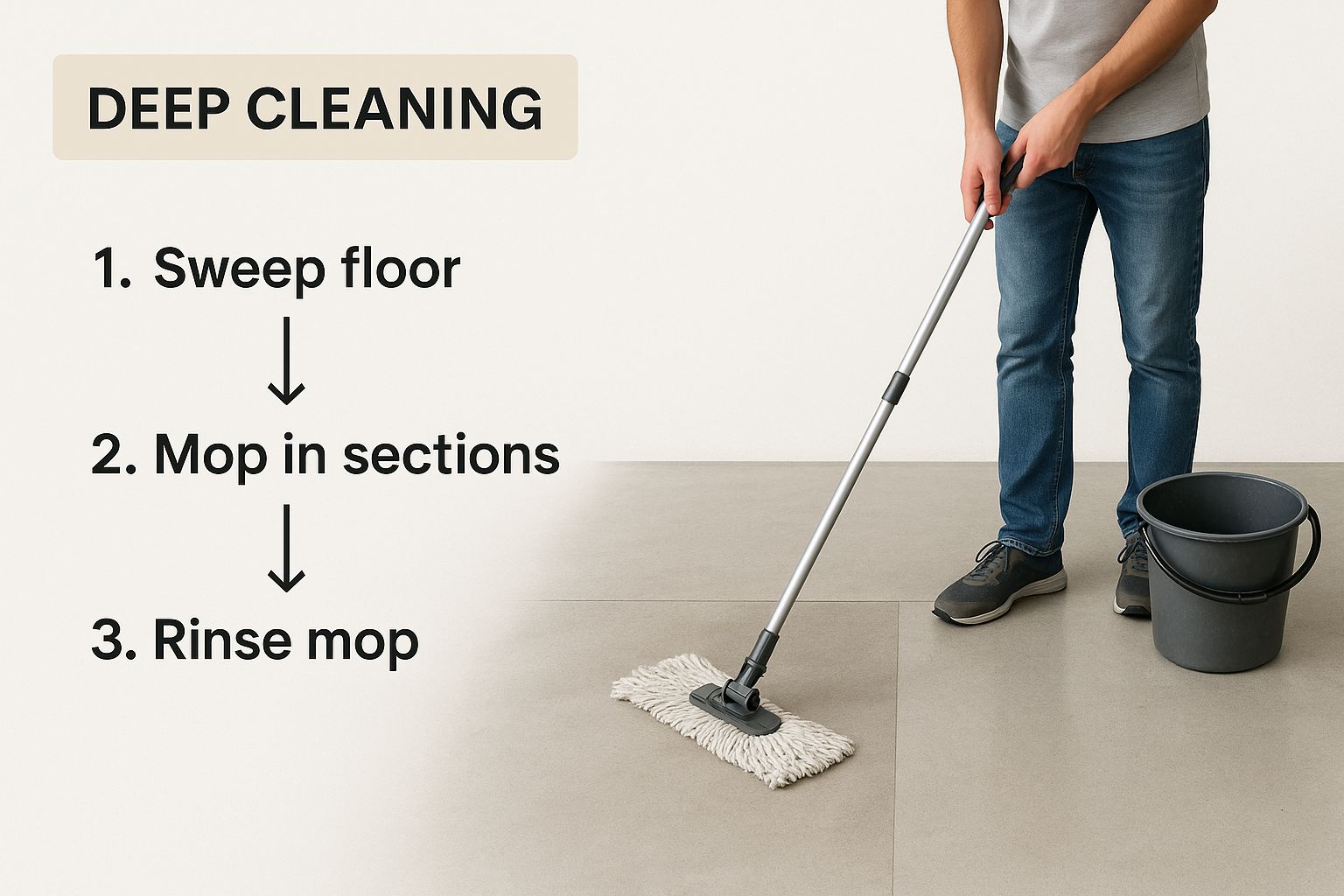 Infographic about how to clean concrete floors