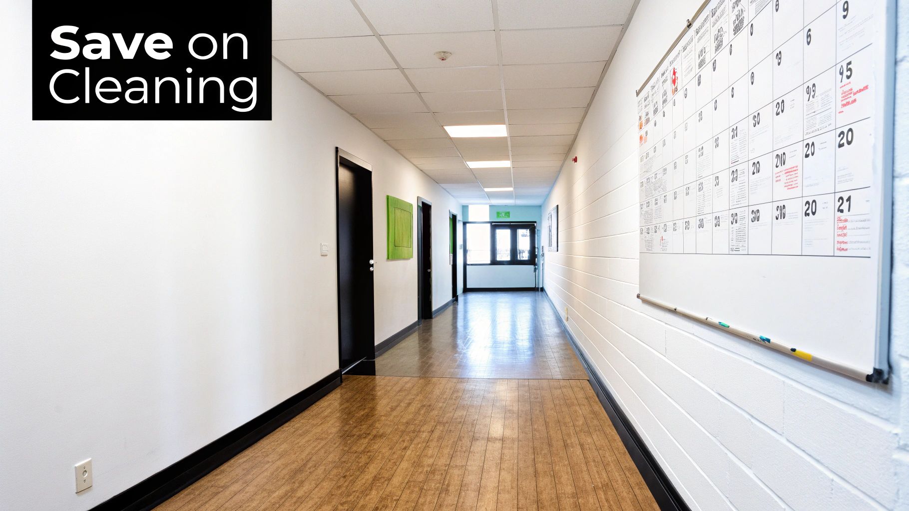 A person placing money into a piggy bank with a clean, organized home in the background, symbolizing saving on cleaning costs.