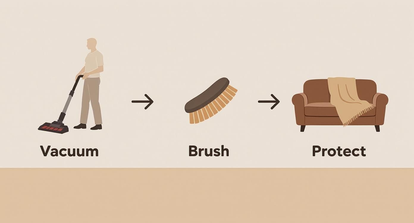 Infographic about best way to clean suede couch
