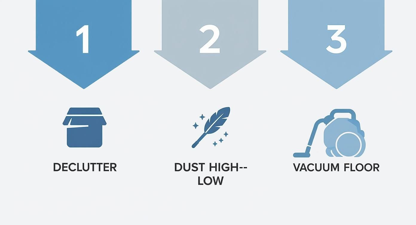 Infographic about do you dust or vacuum first