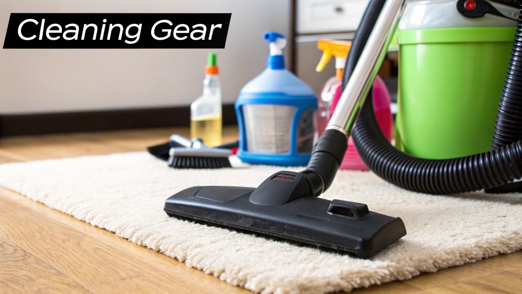 A professional carpet cleaner using a wand to deep clean a light-colored carpet, showing the before and after effect.