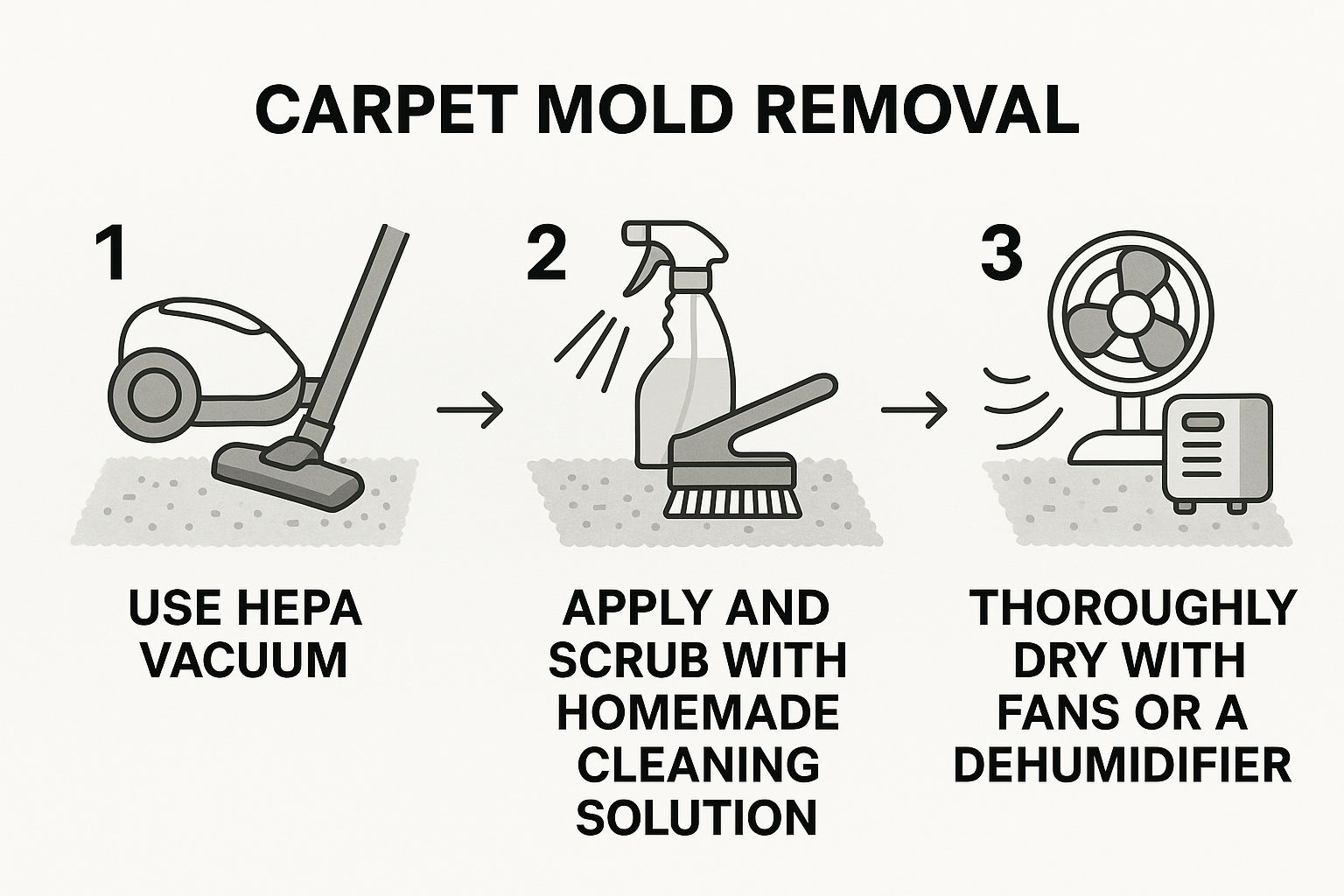 Infographic about how to remove mold from carpet