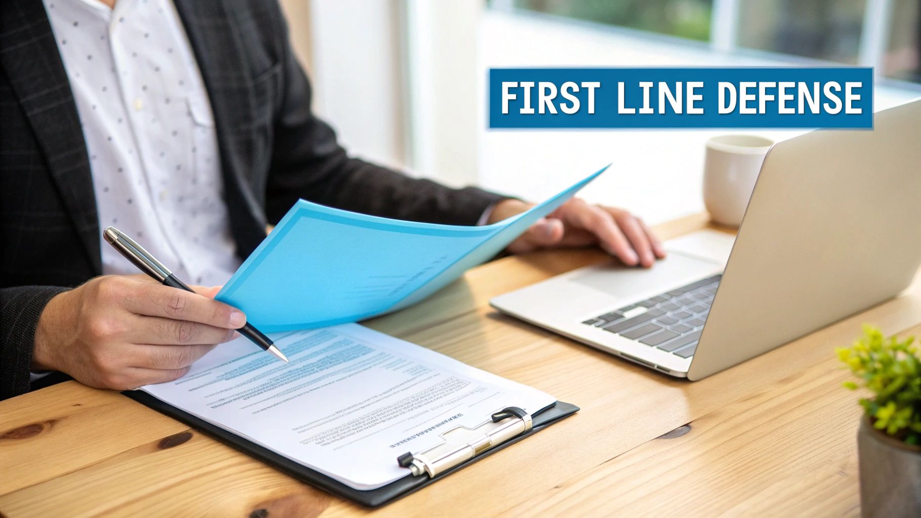 A landlord and tenant shaking hands in front of a house, symbolizing a successful tenancy agreement.