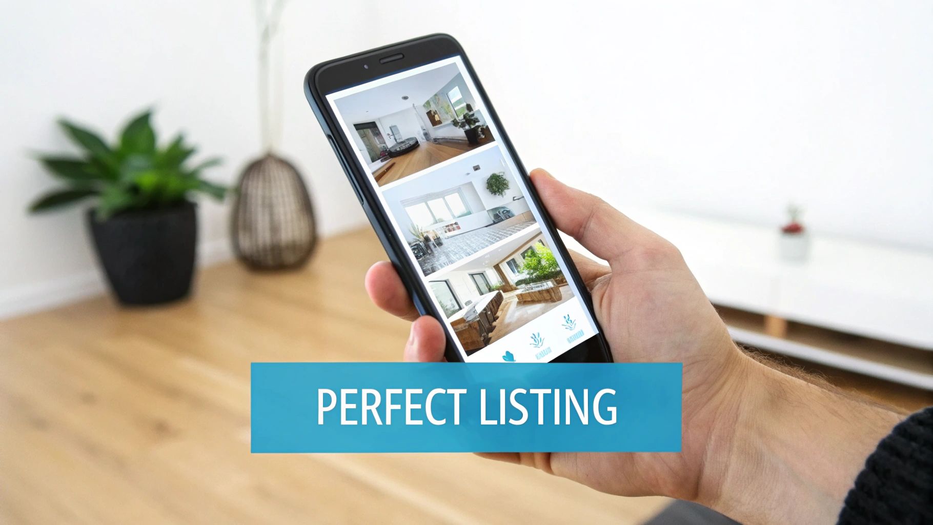 A person taking a well-lit photo of a tidy spare room with their smartphone.