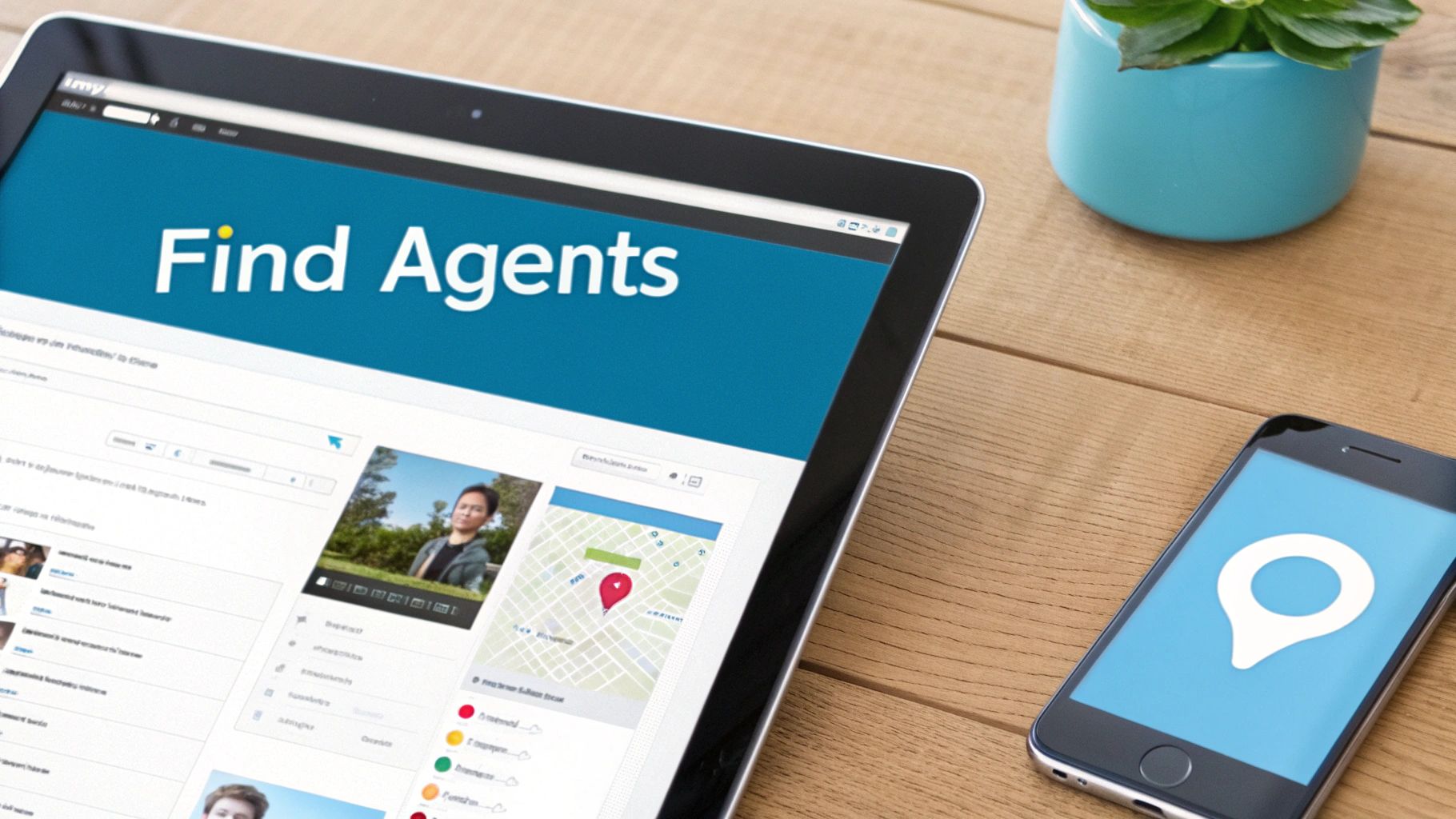 A person using a laptop to search online property listings in a bright, modern living room.