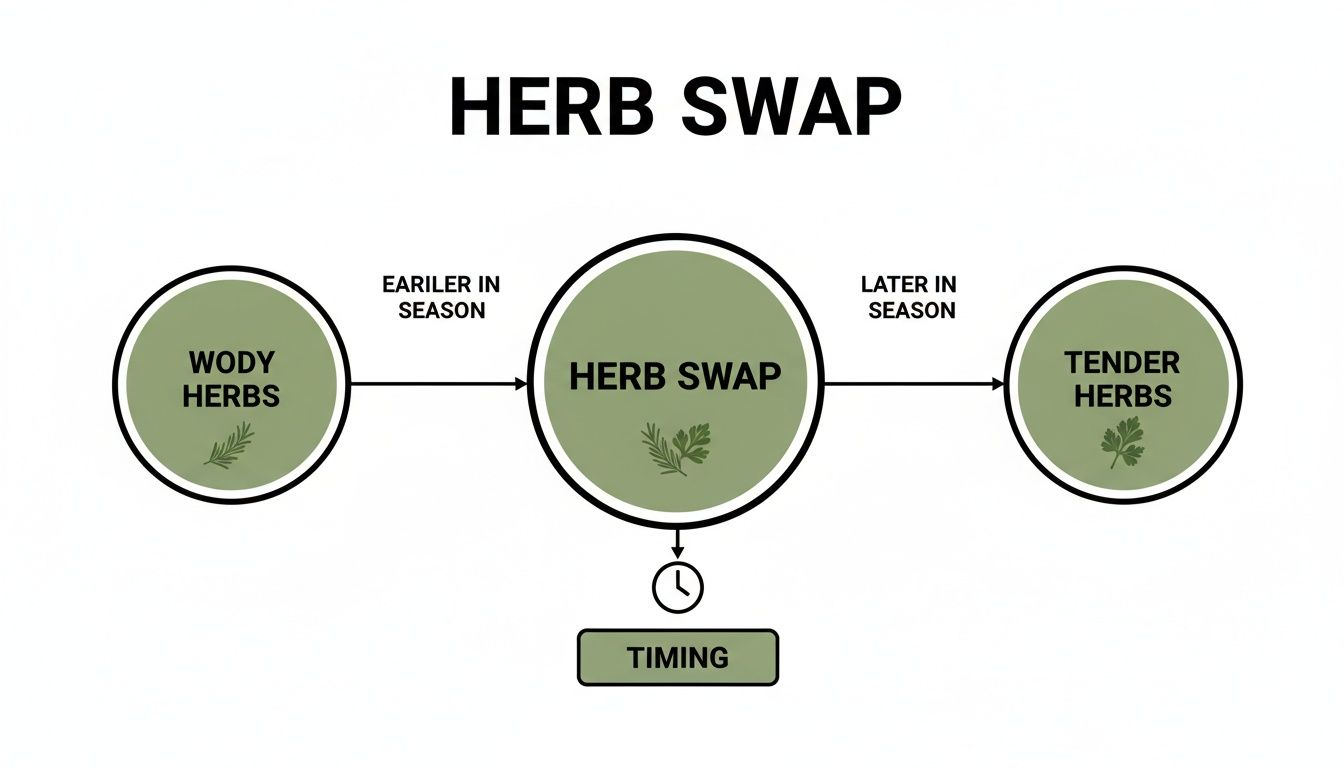 Infographic about substitute dried herbs for fresh