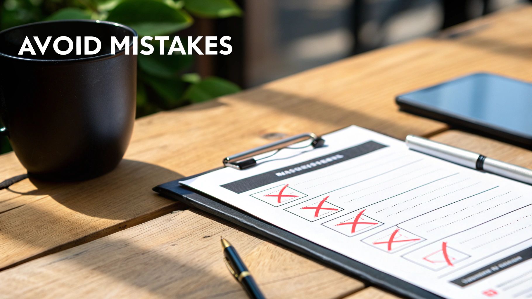 A warning sign icon overlaid on a medical report to signify common mistakes.