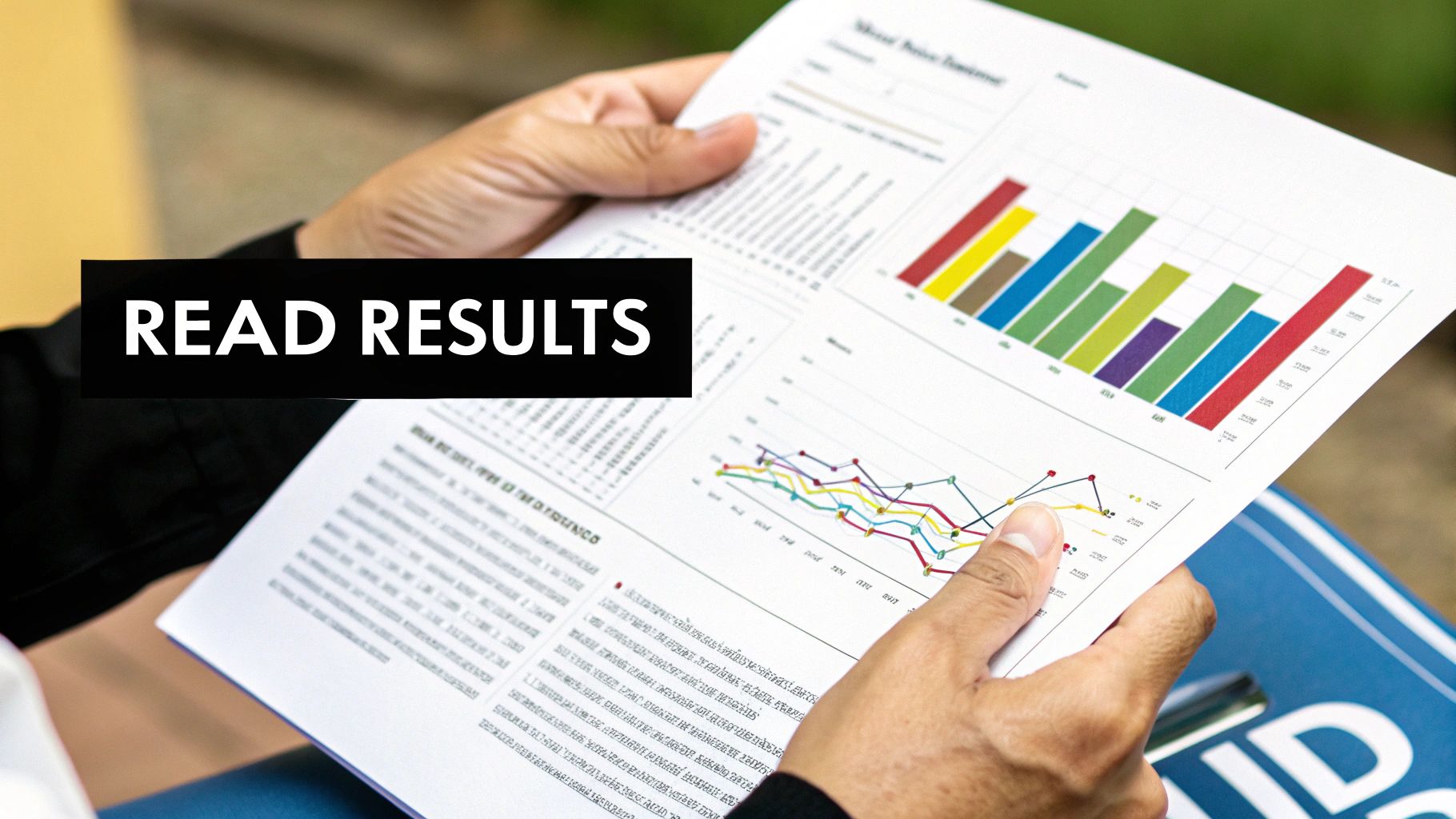 A person drinking water and looking at a checklist to prepare for a health checkup