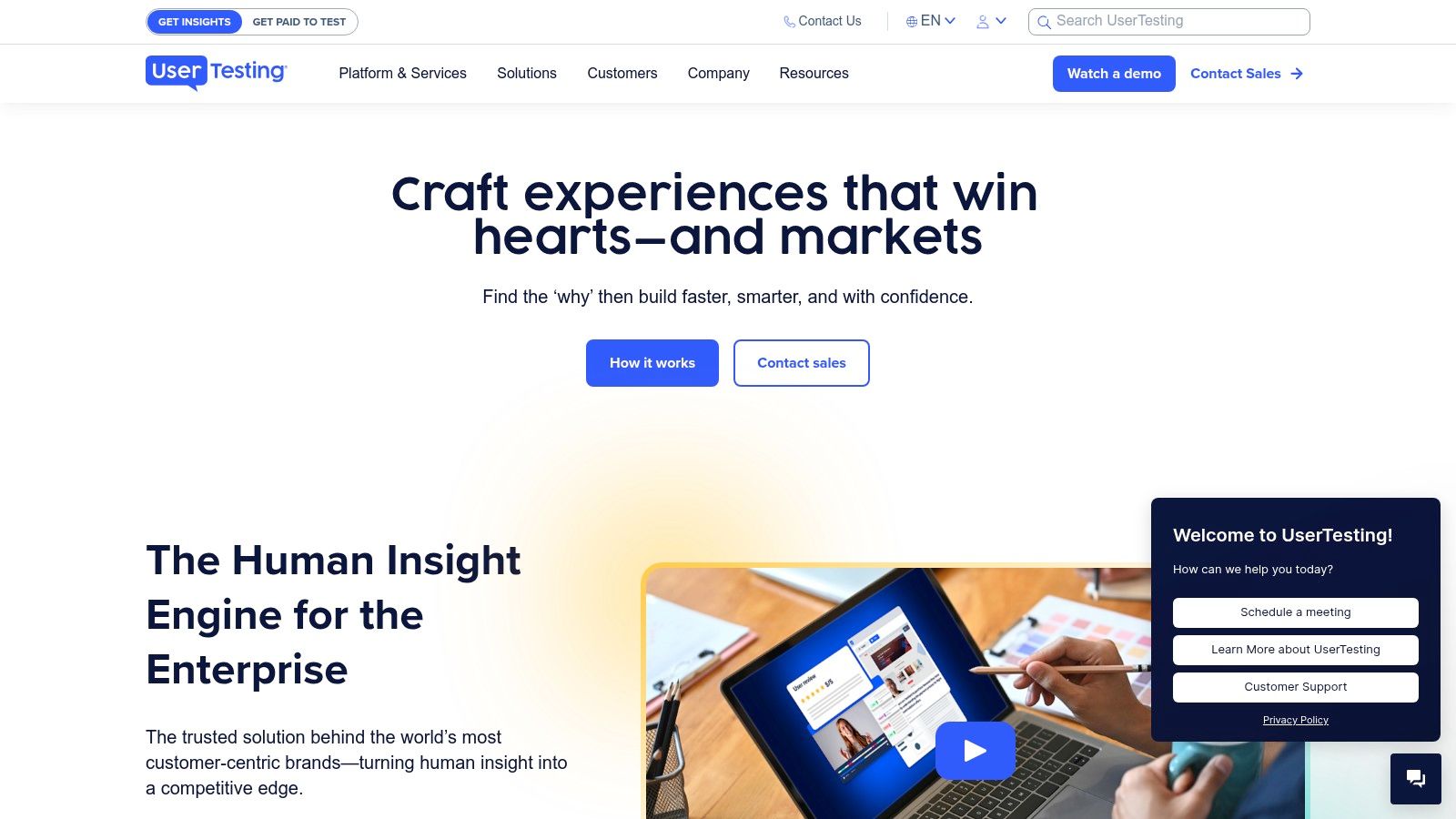 UserTesting platform — market research tools for startups