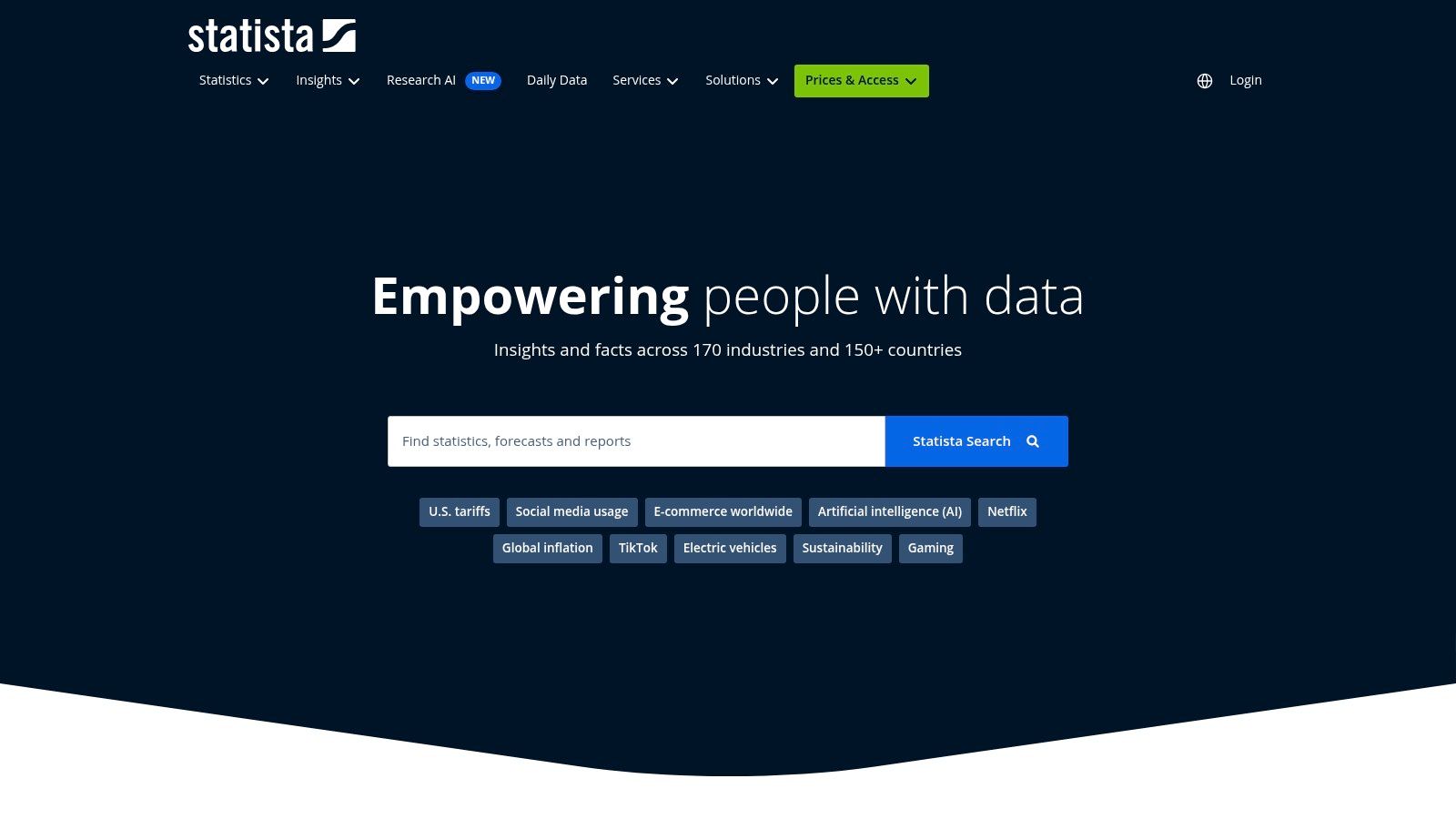 Statista market research platform — market research tools for startups