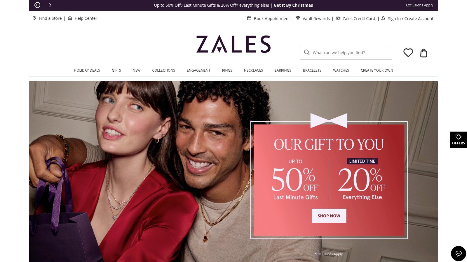 A Zales webpage showing a sale on mother-daughter necklaces