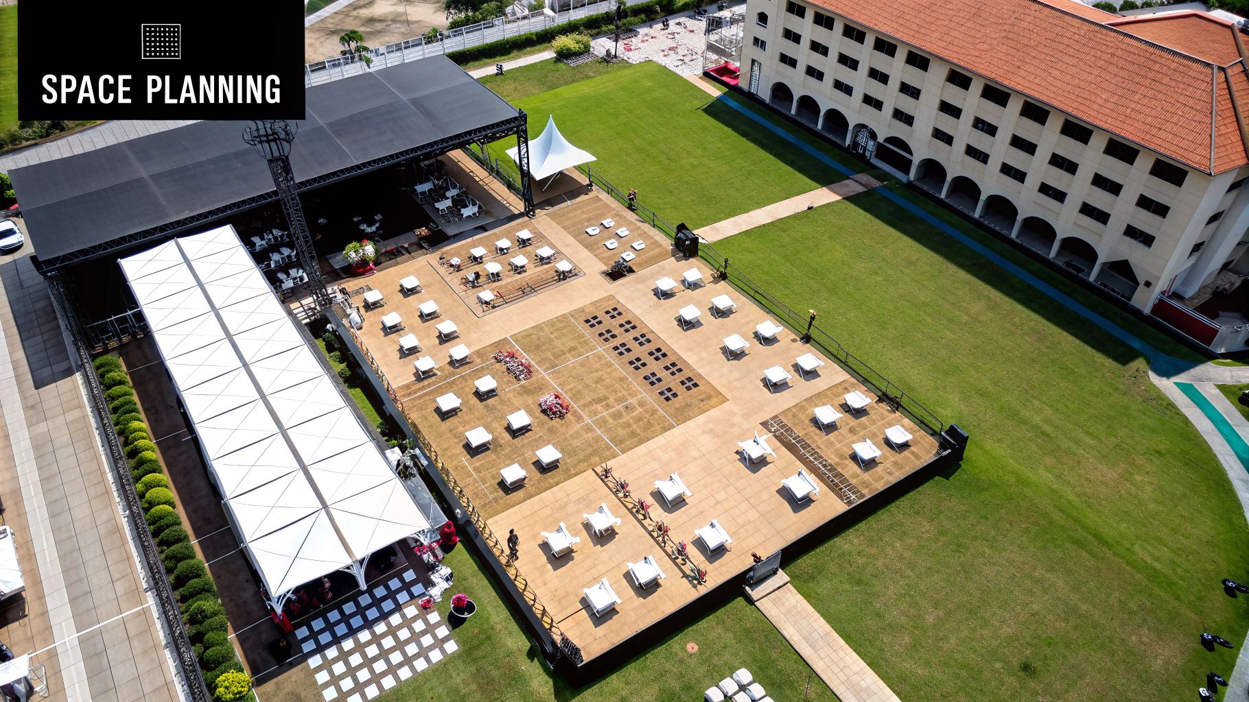 A well-proportioned gazebo set up for a dining event at a scenic Cape Town venue.
