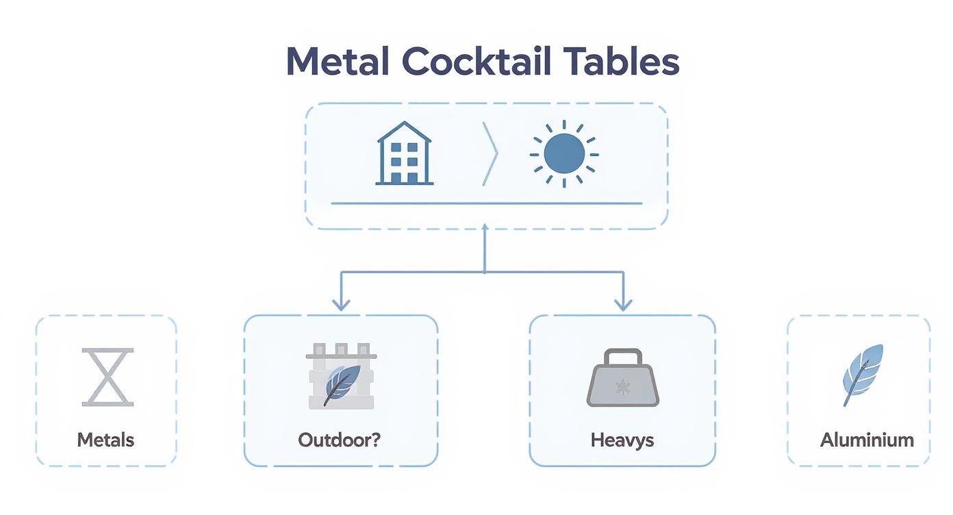 Infographic about metal cocktail tables