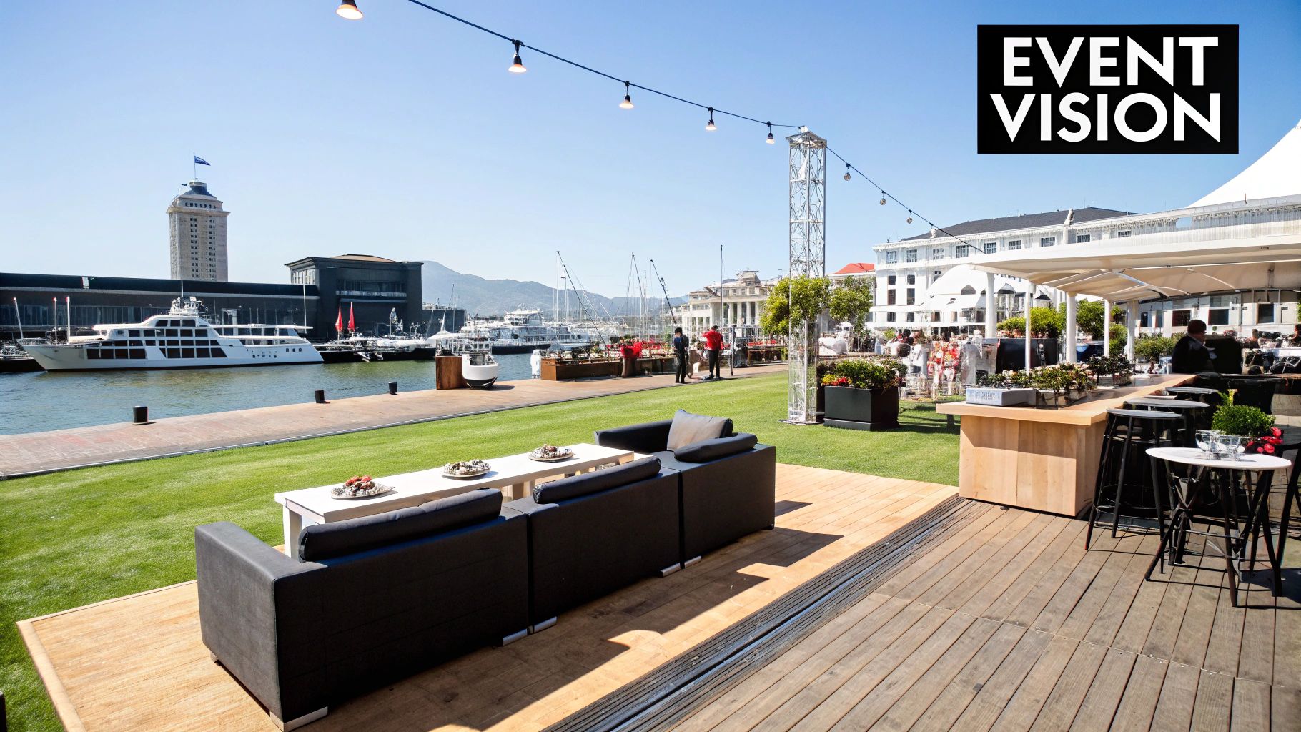 A beautifully arranged event space with hired furniture in Cape Town.
