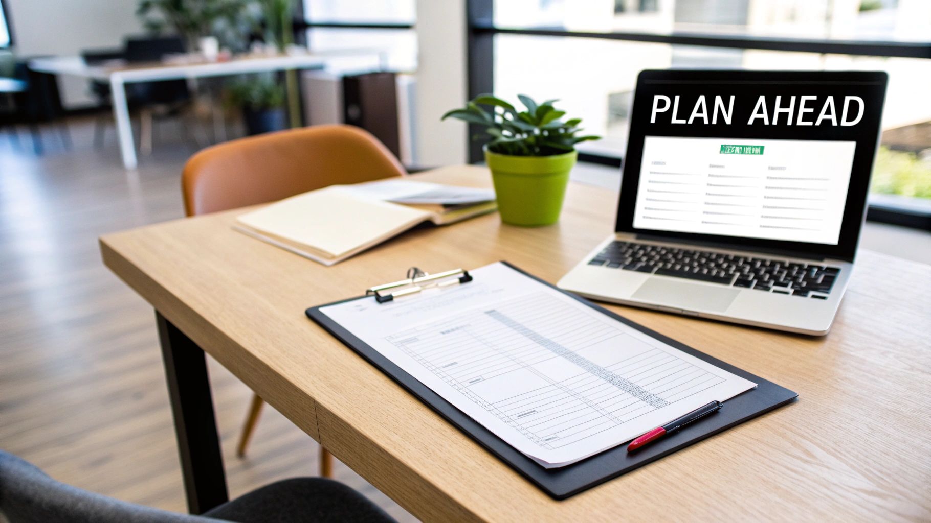 A beautifully arranged outdoor event with elegant wooden tables and chairs set up on a lawn.