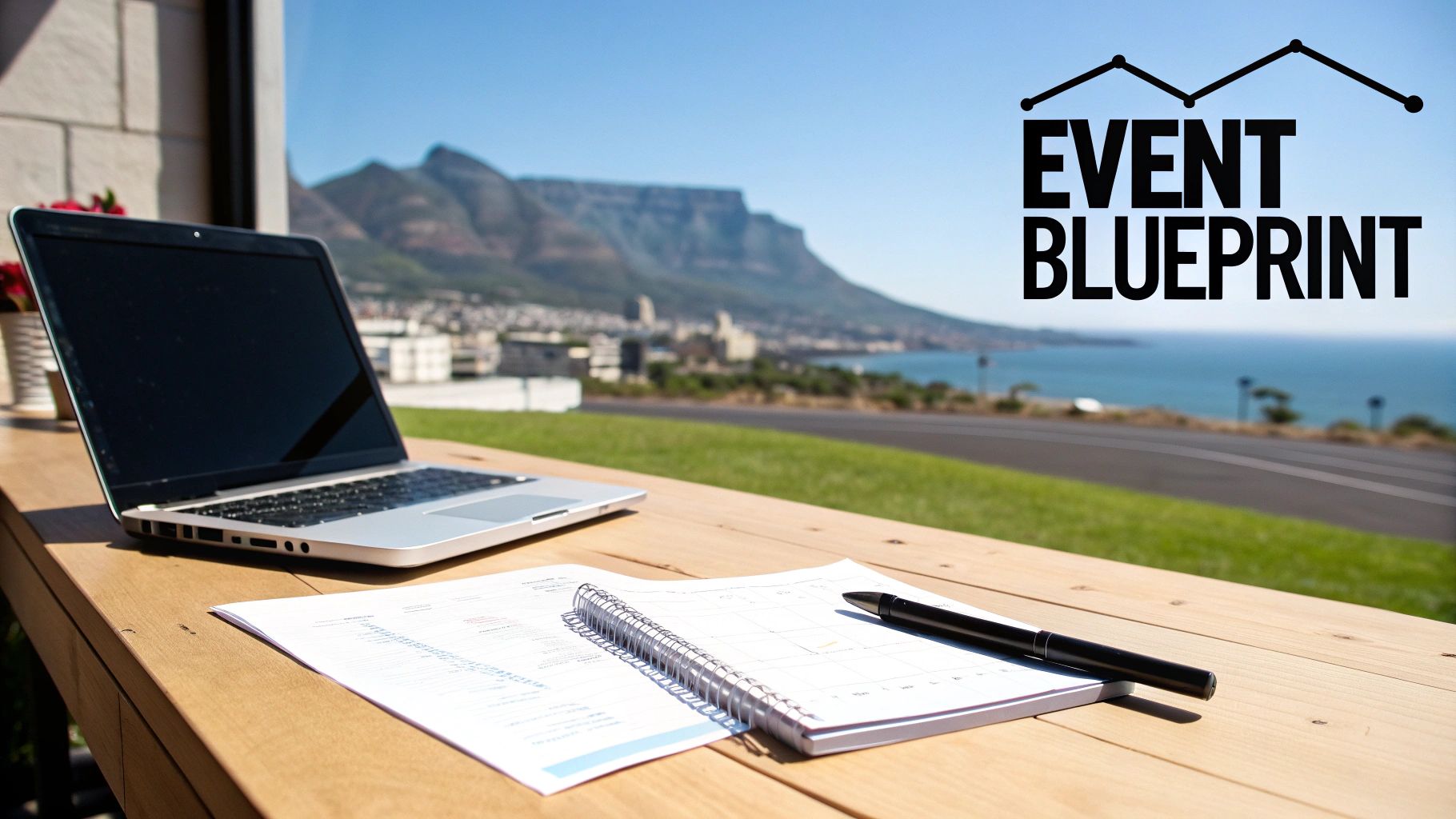 A stylish outdoor event setup in Cape Town with elegant furniture and decor.