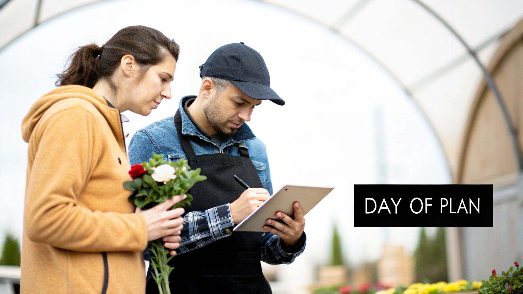 Wedding arch decorated with white flowers set up for a ceremony