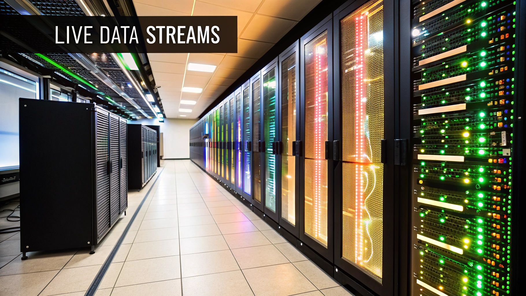 A dashboard showing real-time data being processed and visualized into charts and graphs.
