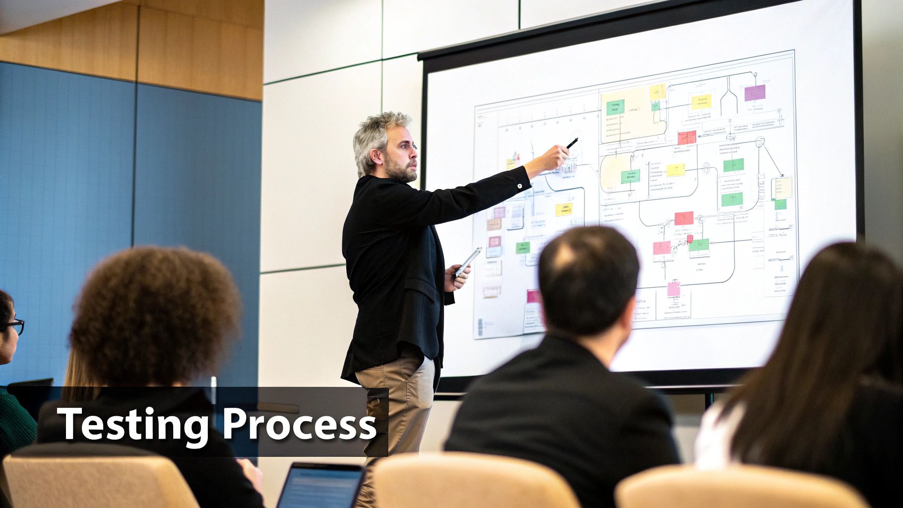 A magnifying glass hovering over digital code on a screen, symbolizing the process of finding vulnerabilities in software.