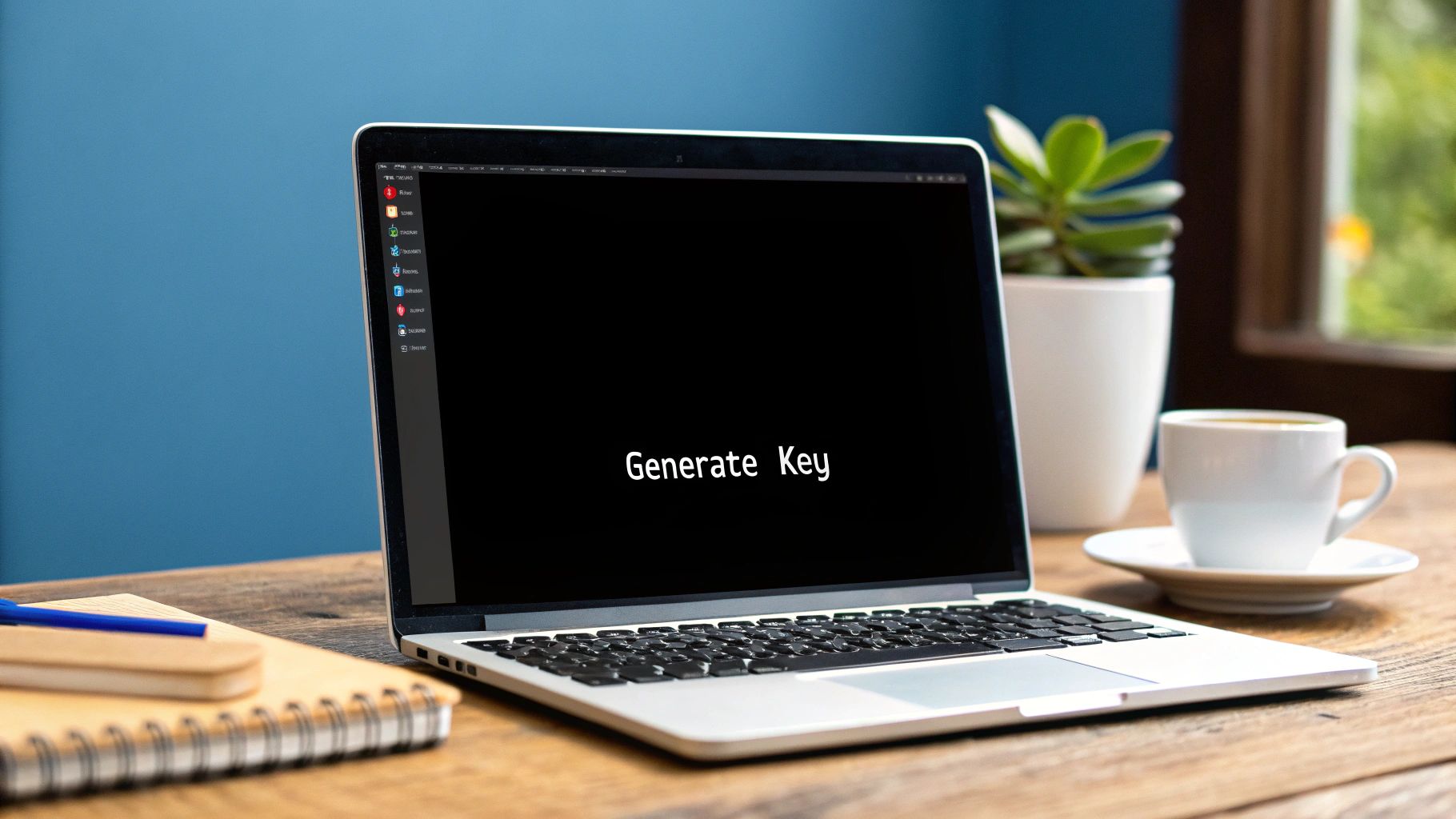 A close-up of a computer screen showing lines of code for generating an SSH key in a Linux terminal.