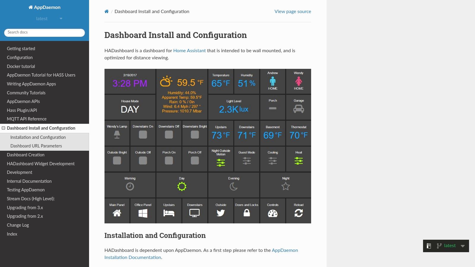 AppDaemon HADashboard