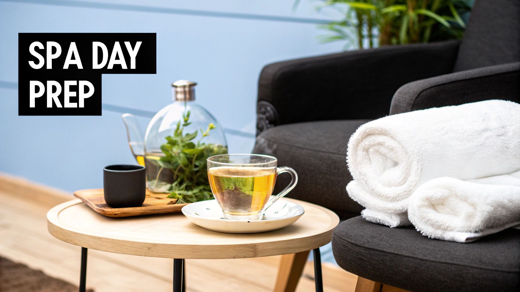 A serene spa setting with neatly folded towels and a calming ambiance.