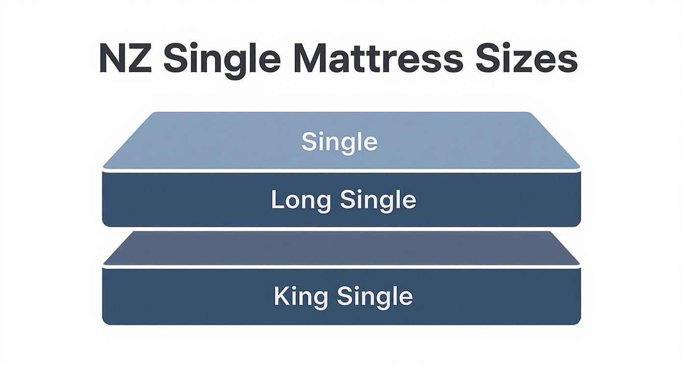 Infographic about single mattress measurements