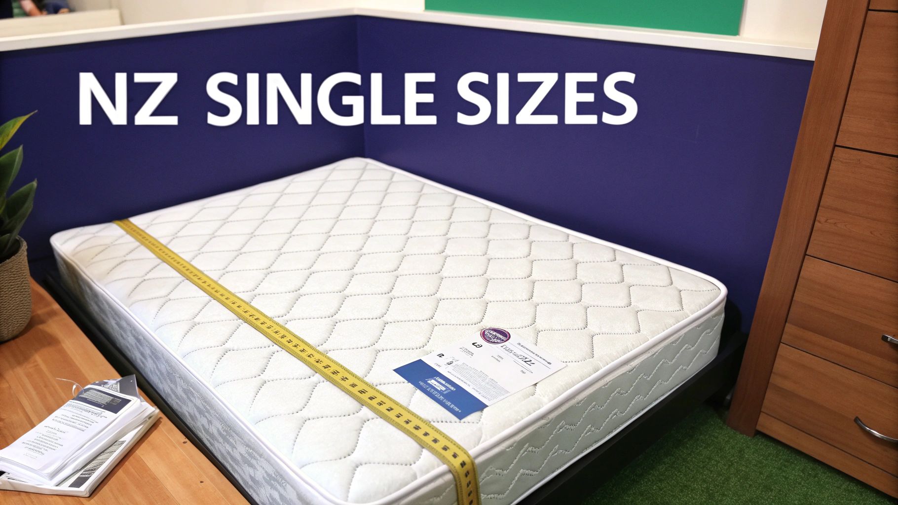A standard single mattress in a cosy, well-lit bedroom