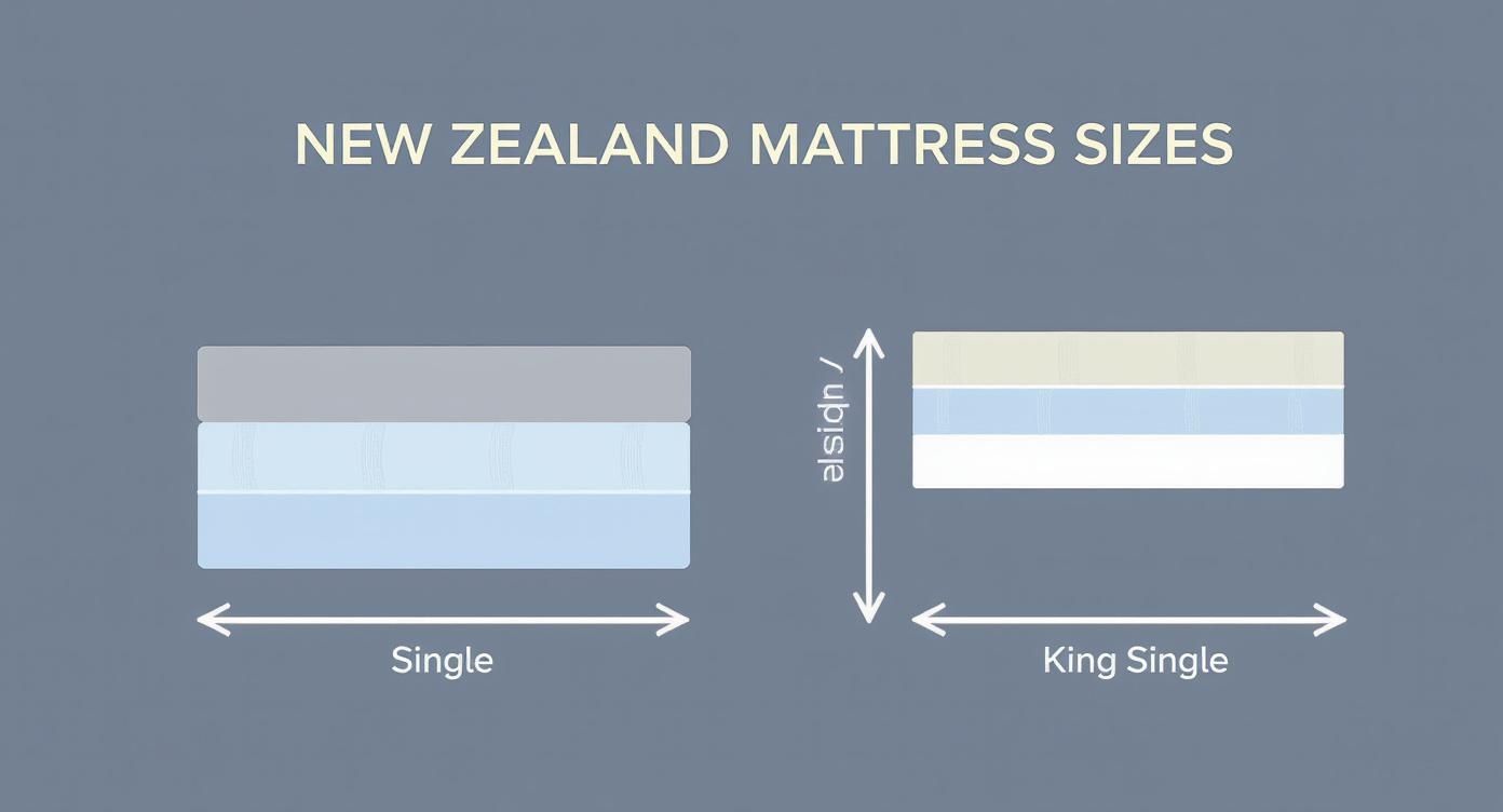 Infographic about single mattress dimensions