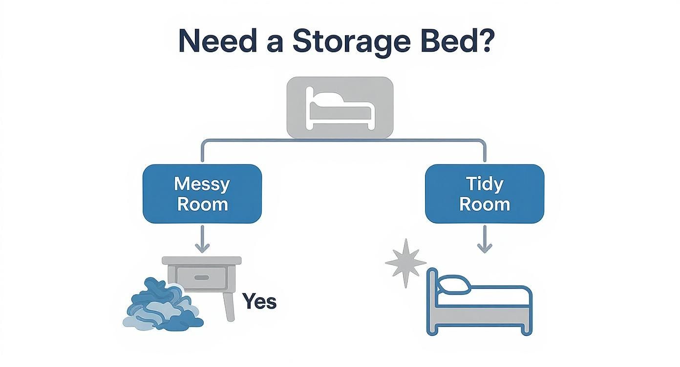 Infographic about double bed base with storage