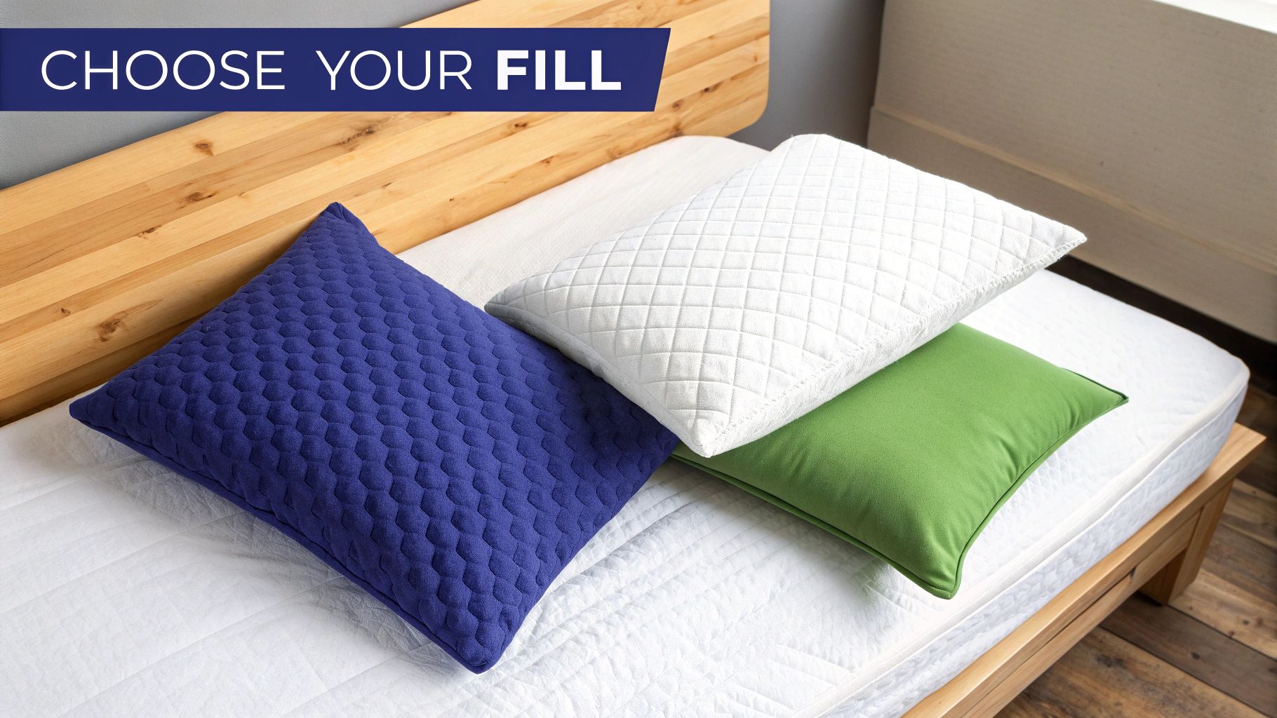 A person's head resting comfortably on a pillow, showcasing the material inside.