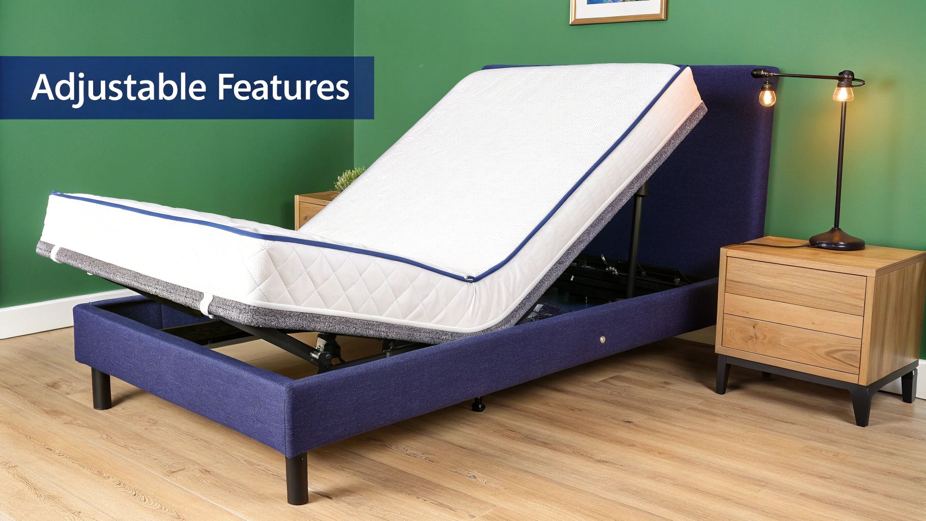 A close-up view of a high-quality, flexible mattress cover on an adjustable base.