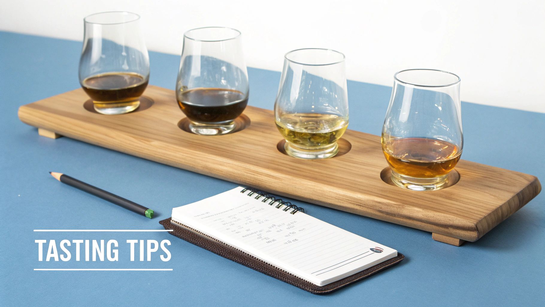 Two glasses of bourbon ready for a tasting flight