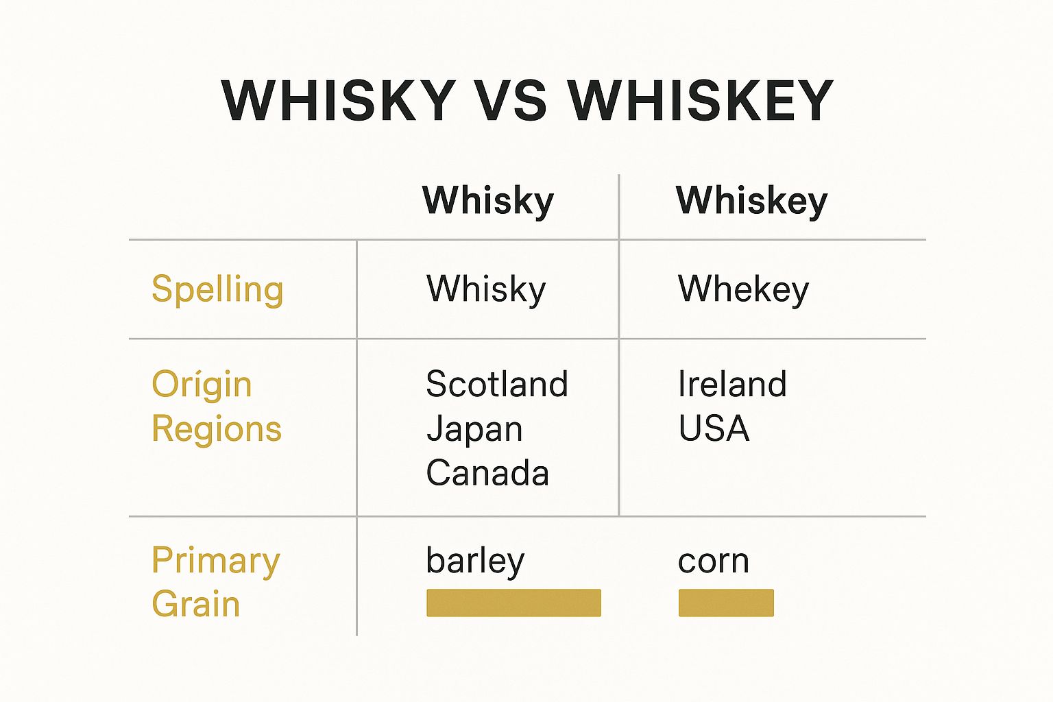 Infographic about difference between whisky and whiskey