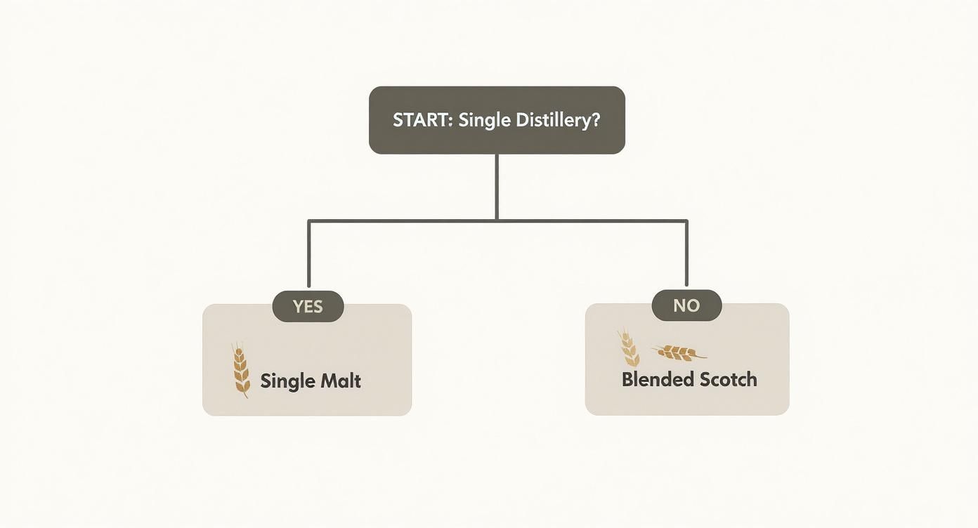 Infographic about bourbon vs rye vs scotch