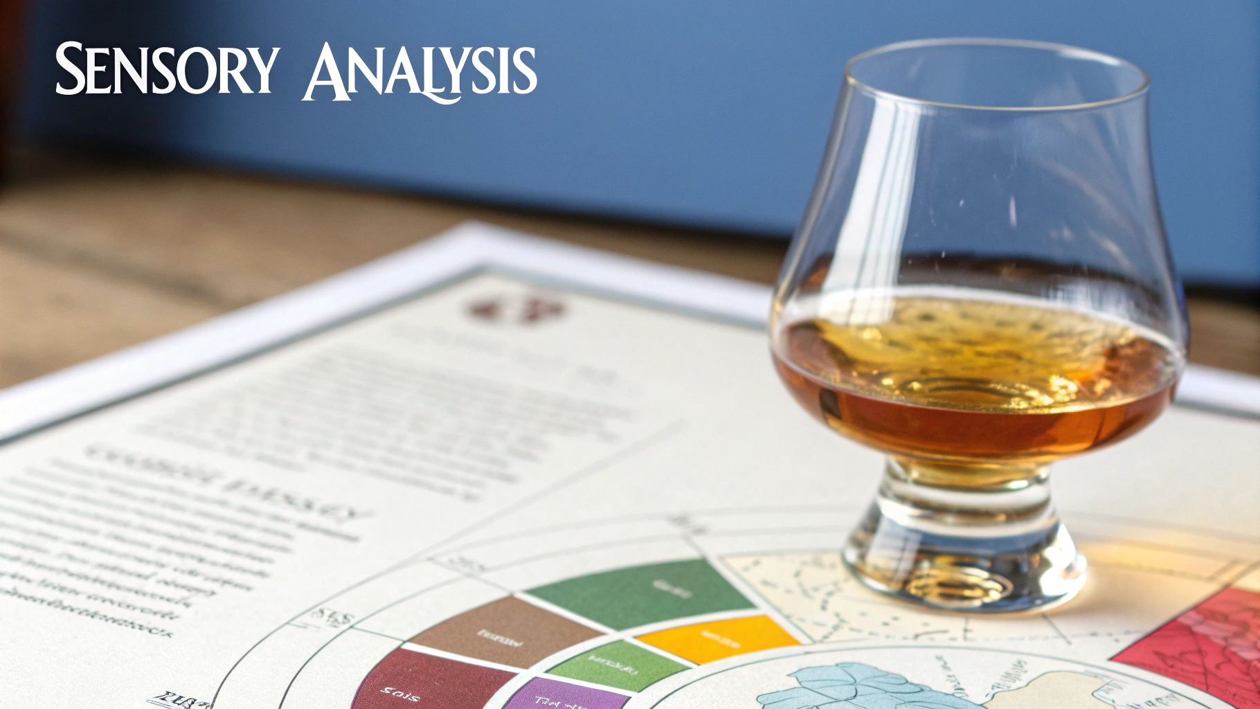 Several glasses of bourbon lined up for a tasting, showing a range of colors.