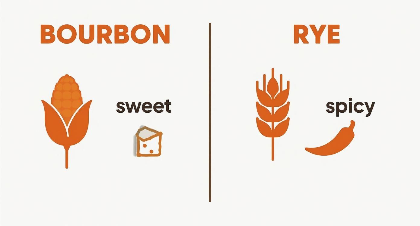 Infographic about rye vs bourbon whiskey