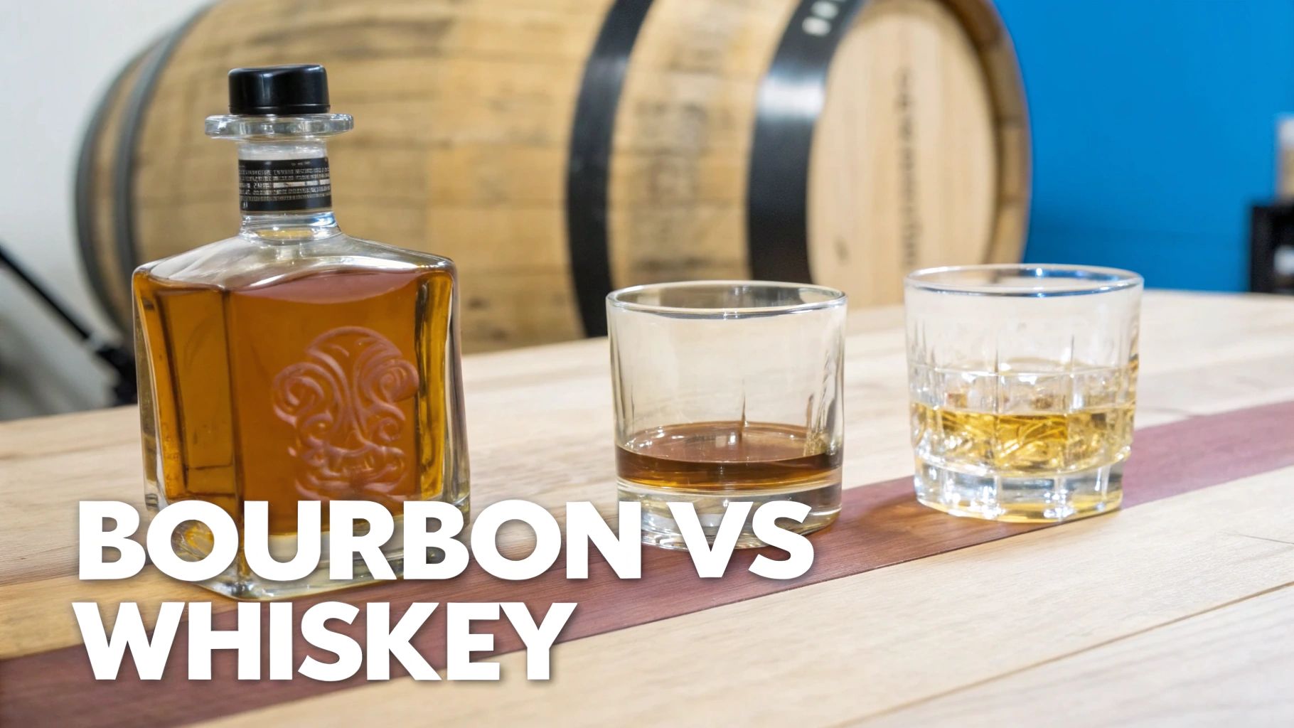 A close-up of a bourbon barrel showing the char on the inside.