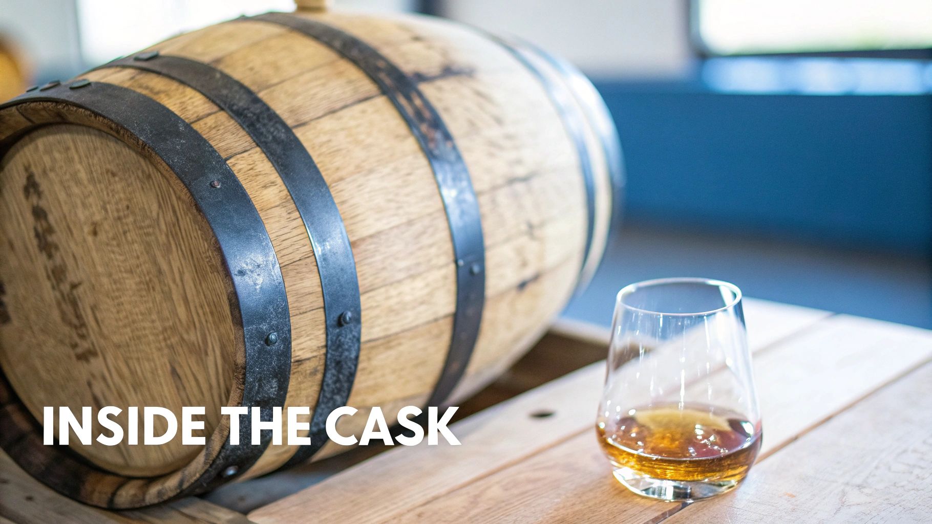 Barrels aging in a rickhouse