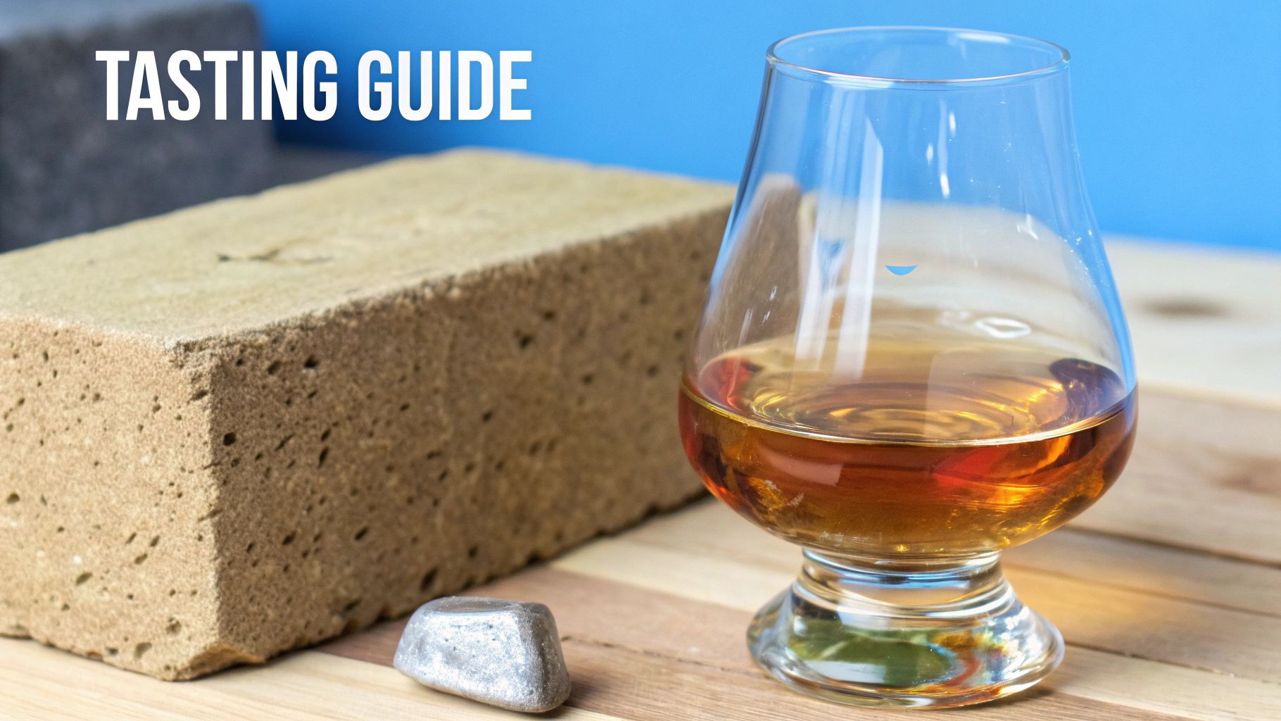 A person holding a glass of whiskey up to the light