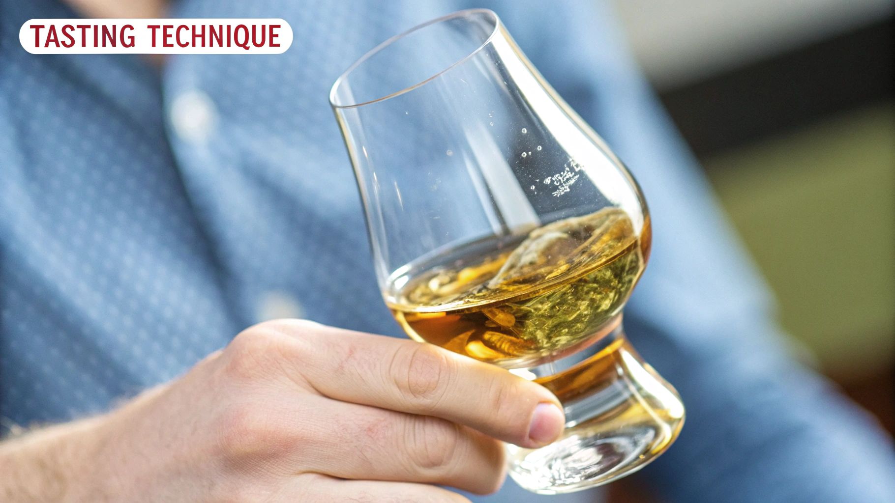 A curated flight of three different whiskeys ready for an at home tasting.