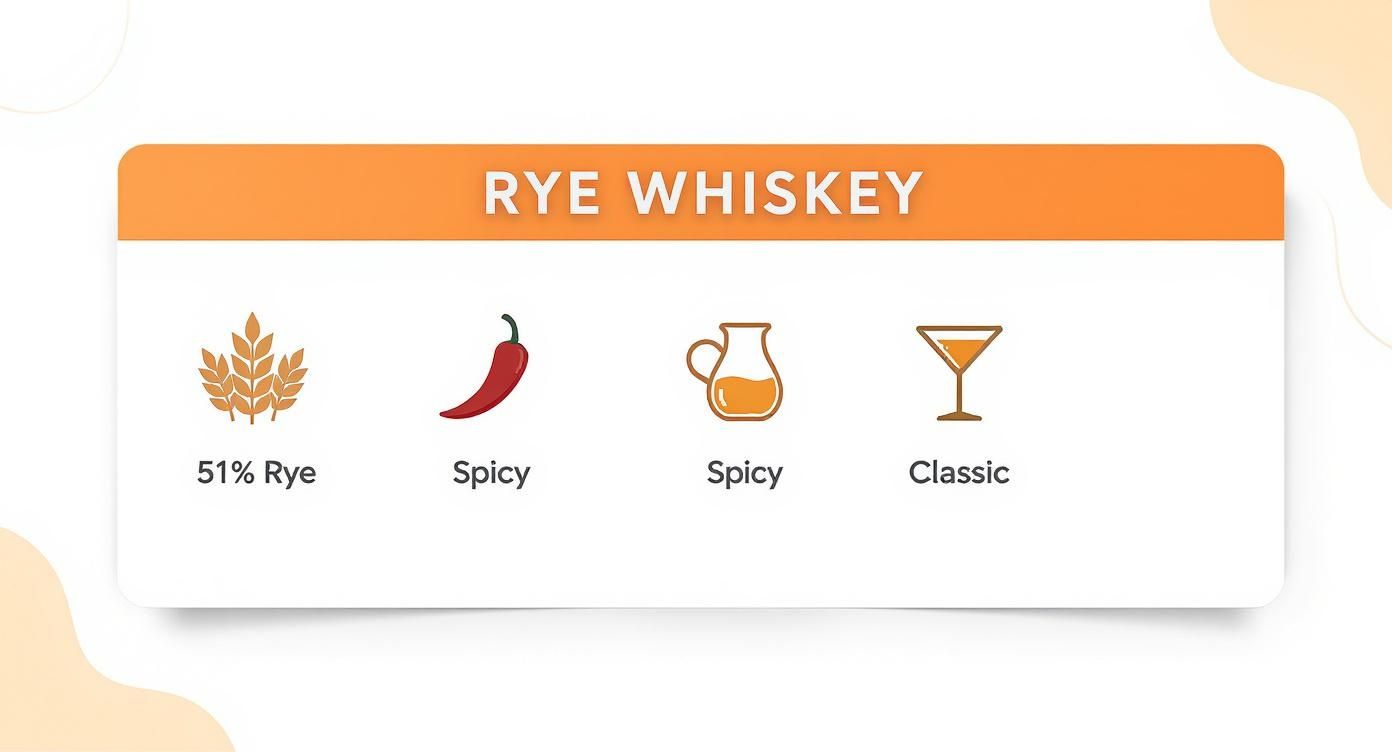 Infographic about whiskey vs bourbon vs rye