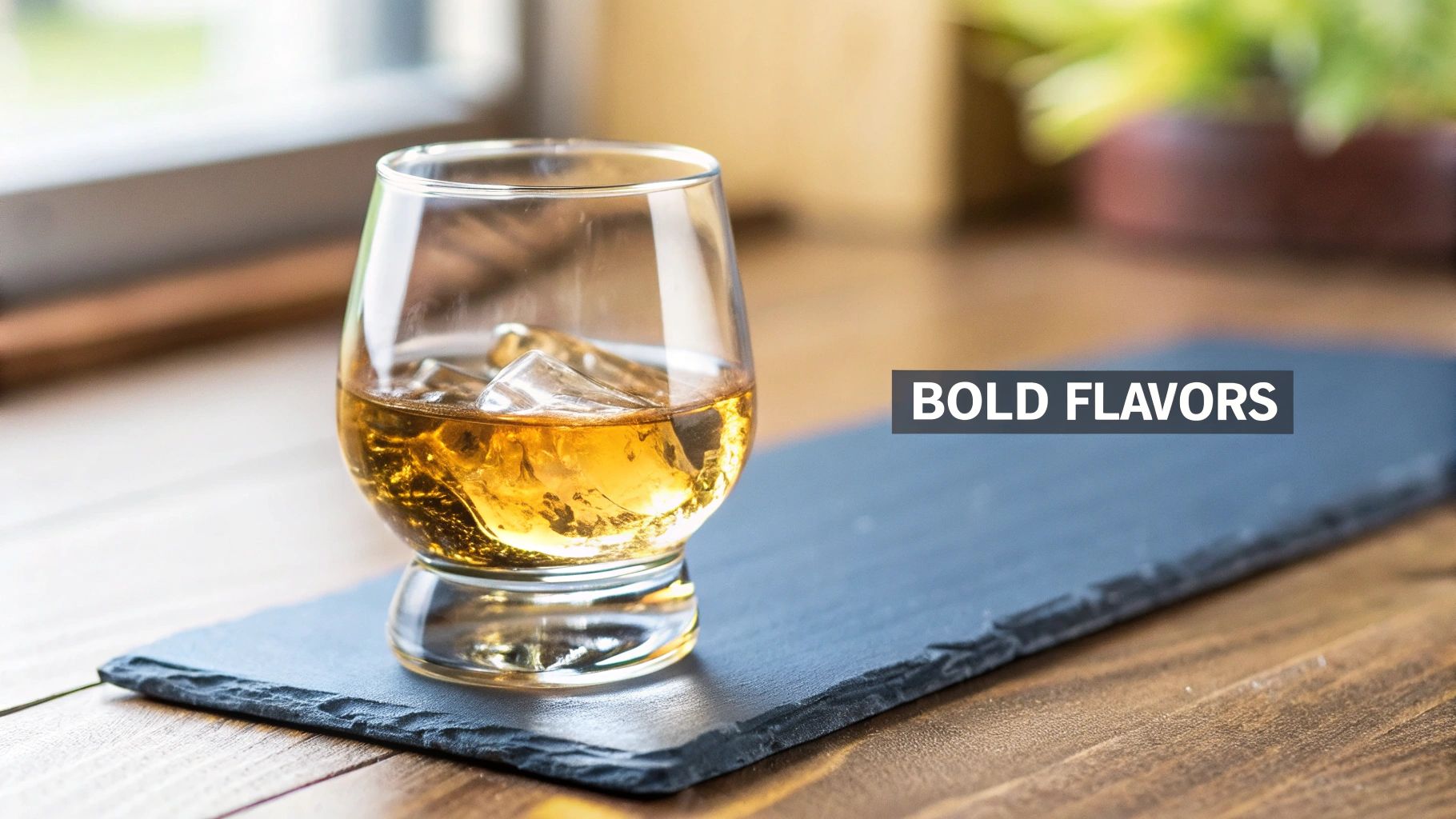 A close-up of whiskey being poured into a glass, with rich colors and textures highlighting its viscosity.