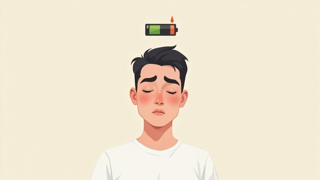 A person looking stressed and tired, illustrating the signs of burnout.