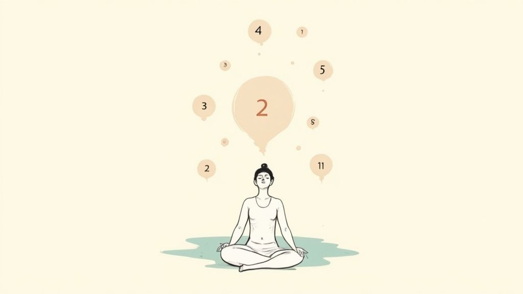 A serene person practicing mindful breathing techniques in a calm setting.