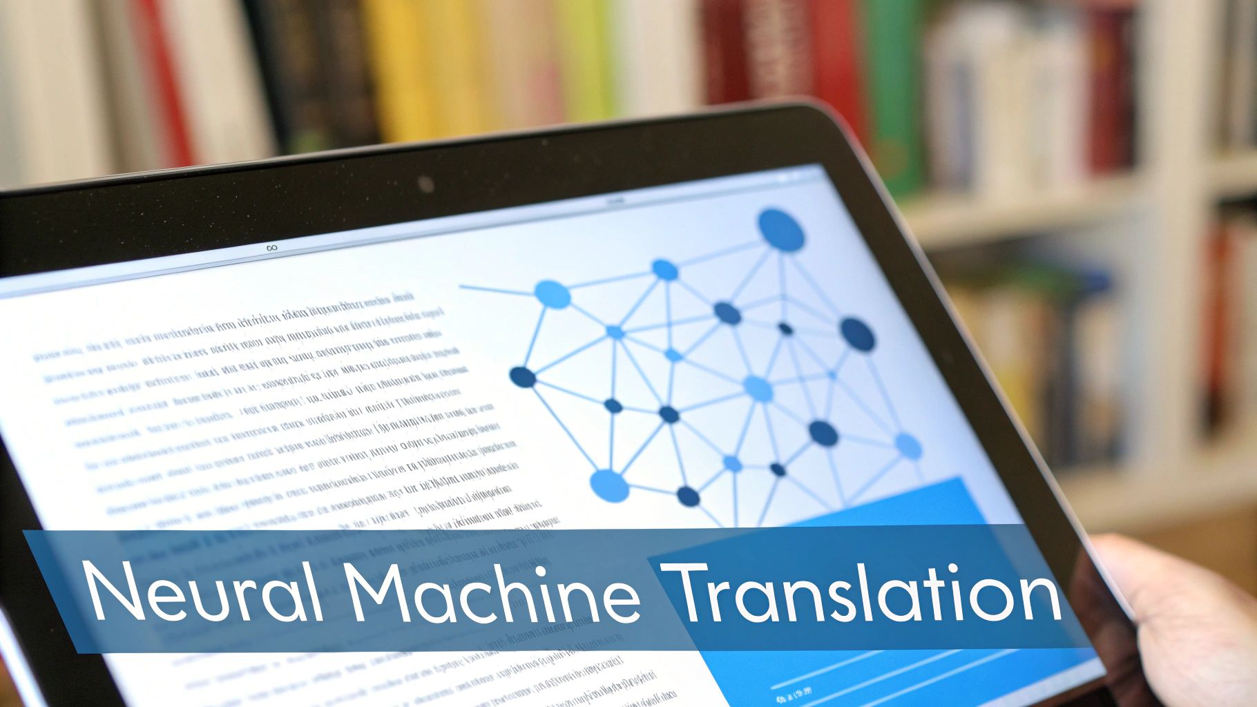 Ekran tabletu wyświetlający tekst „Neural Machine Translation