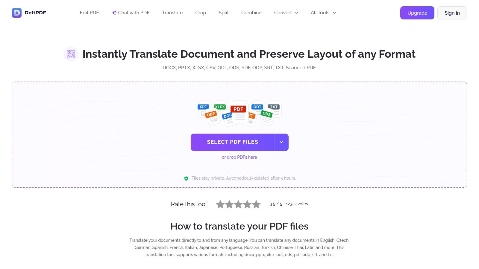 DeftPDF – Document Translator