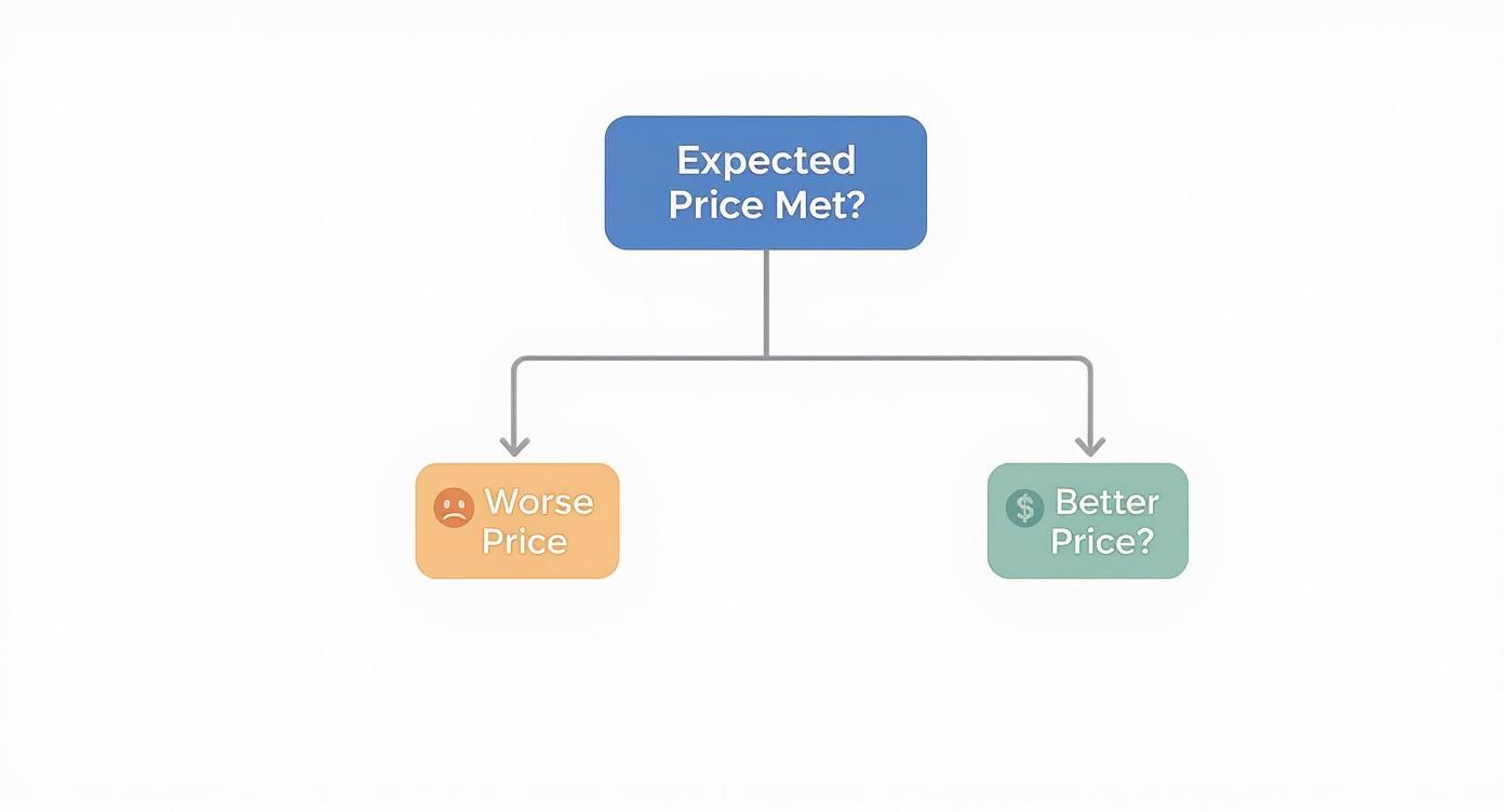 Infographic decision tree showing slippage outcomes