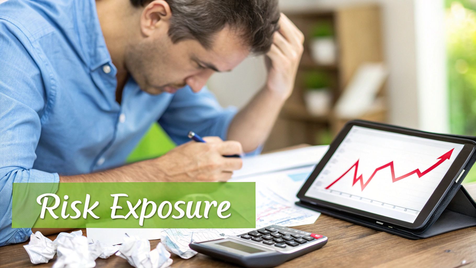 A warning sign with a falling graph, illustrating the potential risks of options trading.