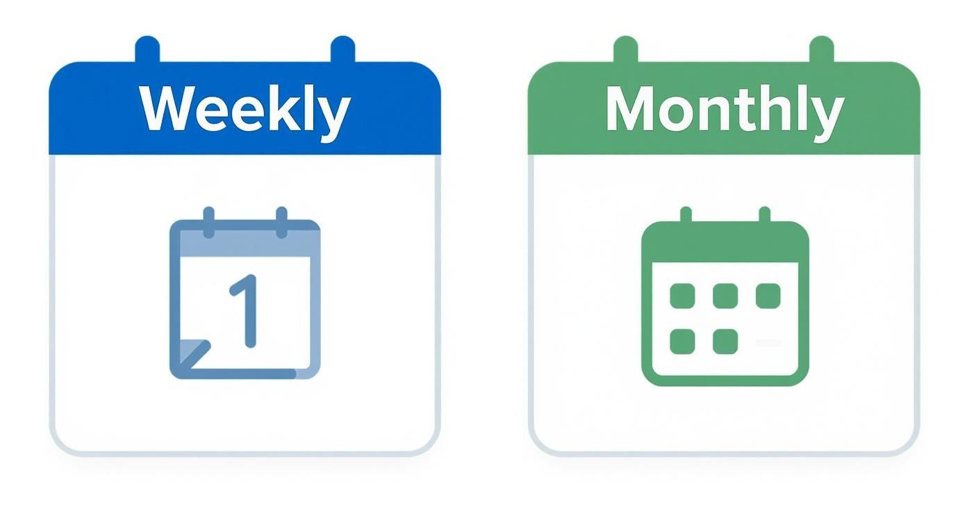 Infographic about weekly vs monthly options